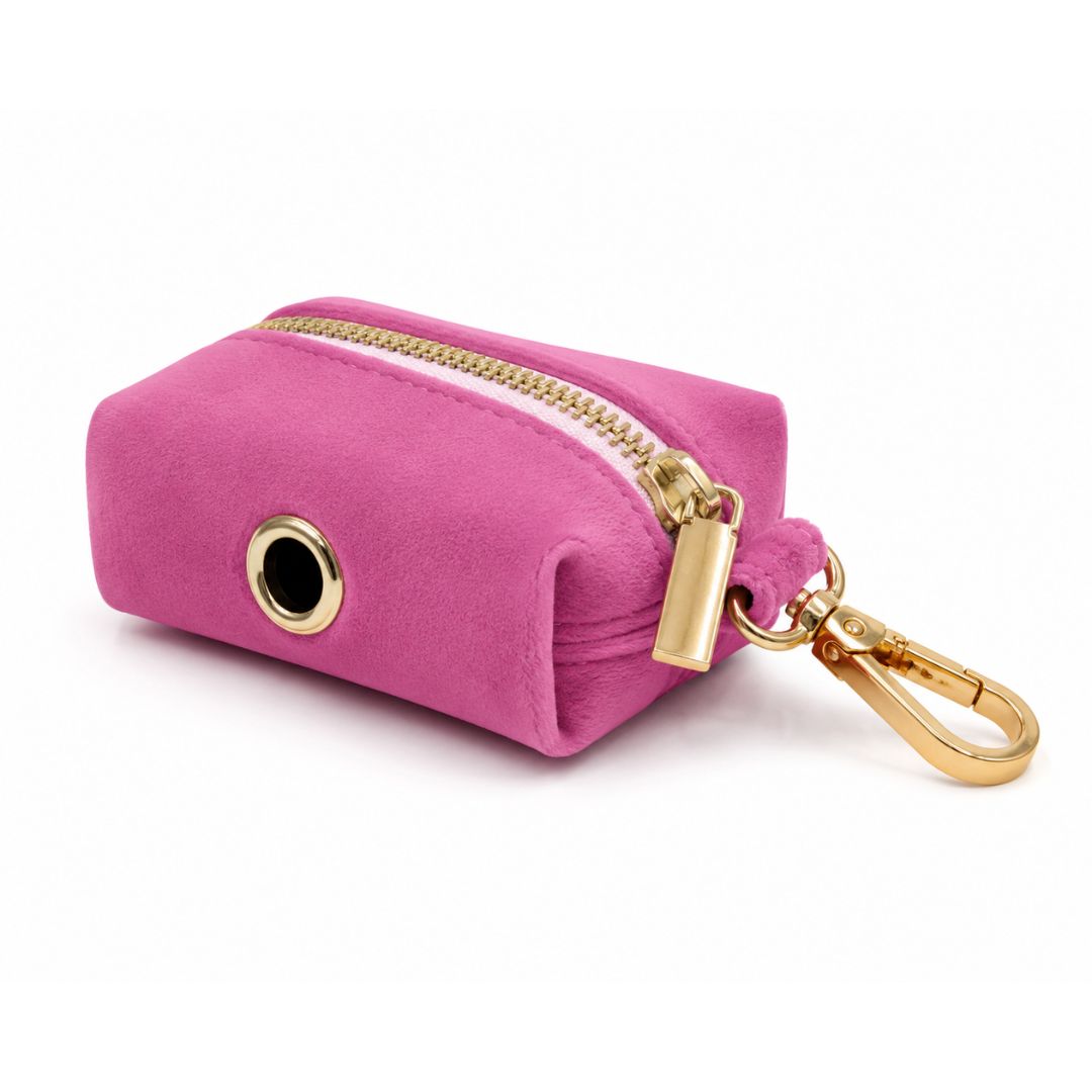 Pink Velvet Poop Bag Holder
