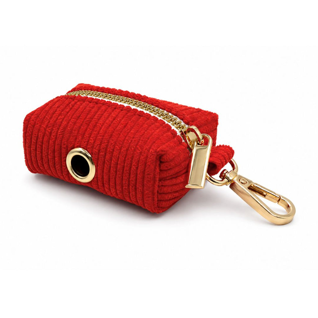 Red Corduroy Poop Bag Holder