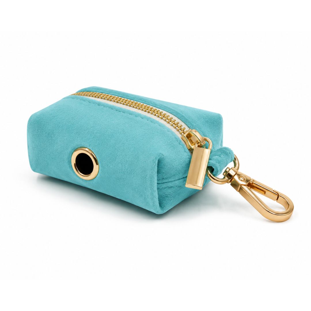 Turquoise Velvet Poop Bag Holder